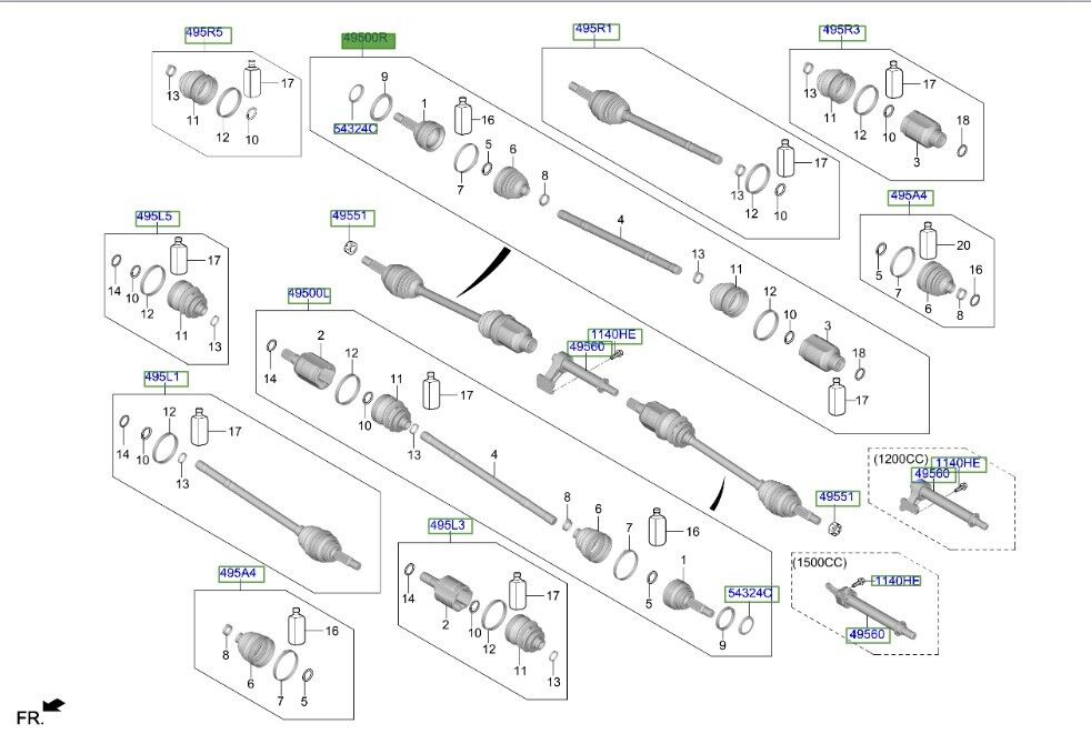 Kia Sonet Front Right Drive Shaft 2020 2022 49501CC500