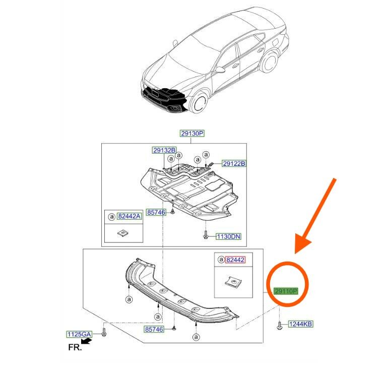 Bumper Undercover Kia Cadenza 2017 2019 29110 F6000