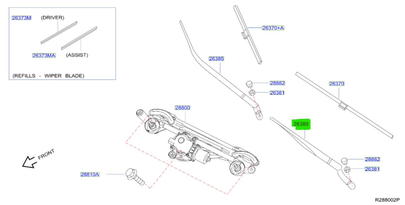 ARM ASSY WINDSHIELD WIPER NO 2 Nissan Altima 2016 2018