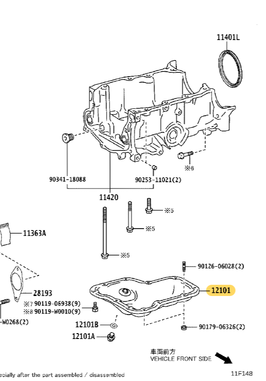 Front Crankshaft Oil Seal Toyota Corolla 2020 2022 FRONT CRANKSHAFT
