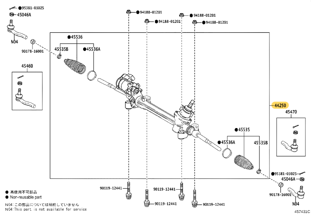 Gear Assy Power Steering For Rack Pinion Toyota Camry