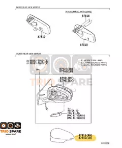 COVER, OUTER MIRROR LH Toyota Yaris 2014 - 2016